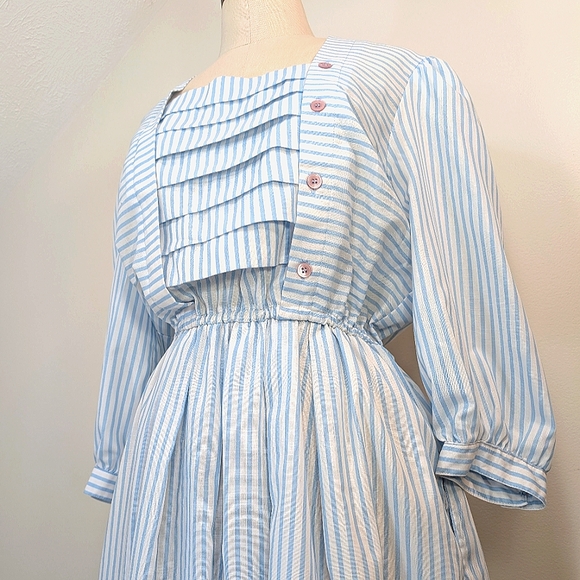 John Roberts Dresses & Skirts - Vintage John Roberts cotton blend striped, modest, coquette maxi dress  12.